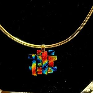 Dycrilic Necklace Set in Blue Yellow and Orange